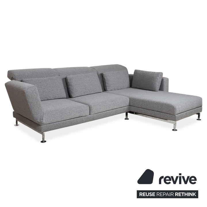 Brühl Moule Stoff Ecksofa Grau Couch manuelle Relaxfunktion Recamiere rechts Neubezug GLOW 534