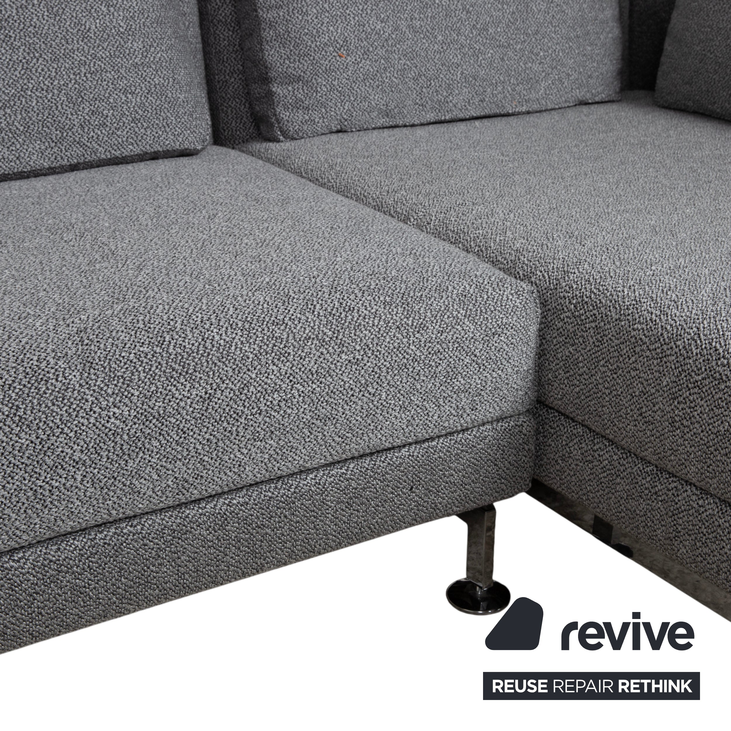 Brühl Moule Stoff Ecksofa Grau Couch manuelle Relaxfunktion Recamiere rechts Neubezug GLOW 534
