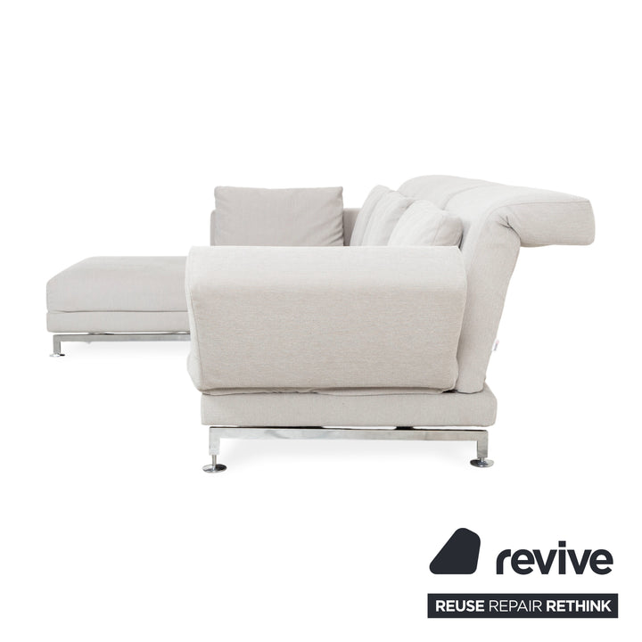 Canapé d'angle en tissu Brühl Moule, gris, gris clair, blanc, canapé à mécanisme manuel