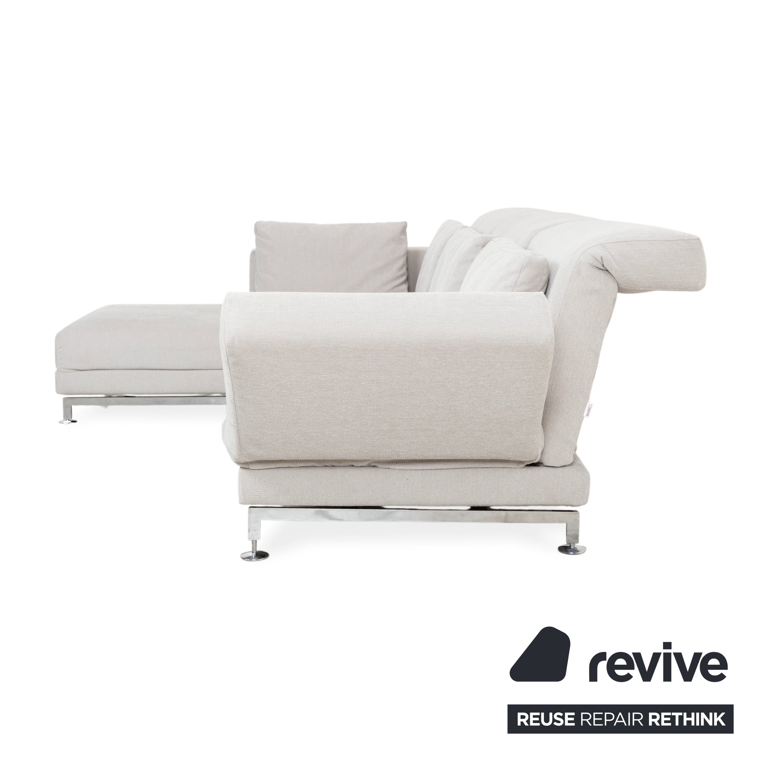 Brühl Moule fabric corner sofa, grey, light grey, white, manual function sofa couch