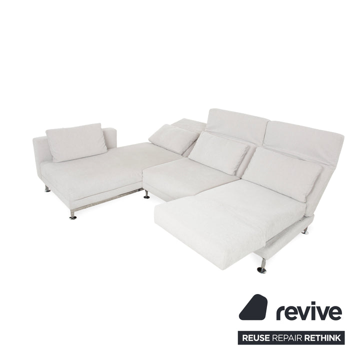 Canapé d'angle en tissu Brühl Moule, gris, gris clair, blanc, canapé à mécanisme manuel