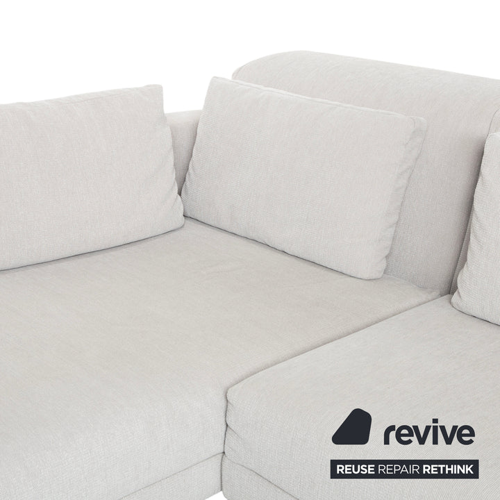 Canapé d'angle en tissu Brühl Moule, gris, gris clair, blanc, canapé à mécanisme manuel