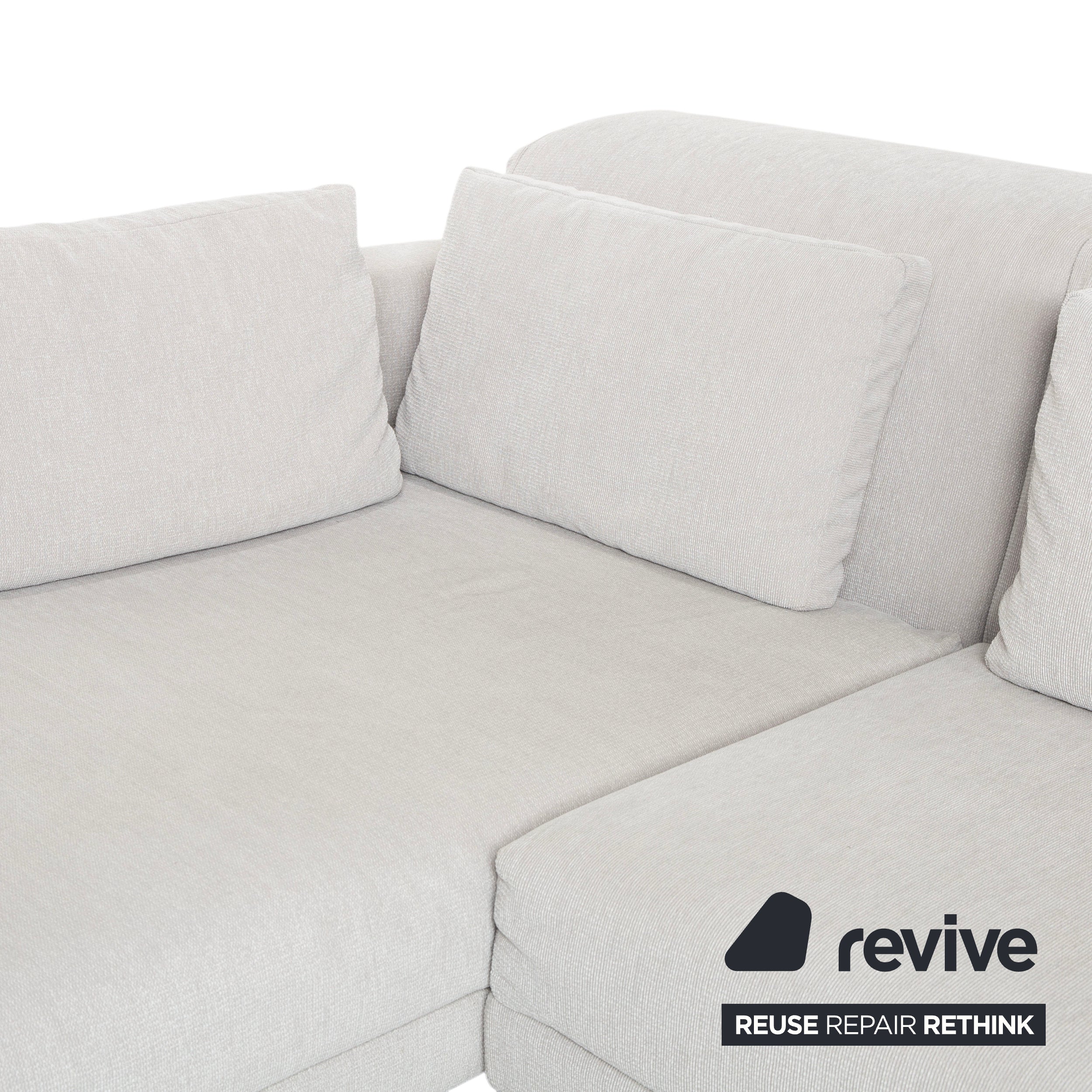 Brühl Moule fabric corner sofa, grey, light grey, white, manual function sofa couch