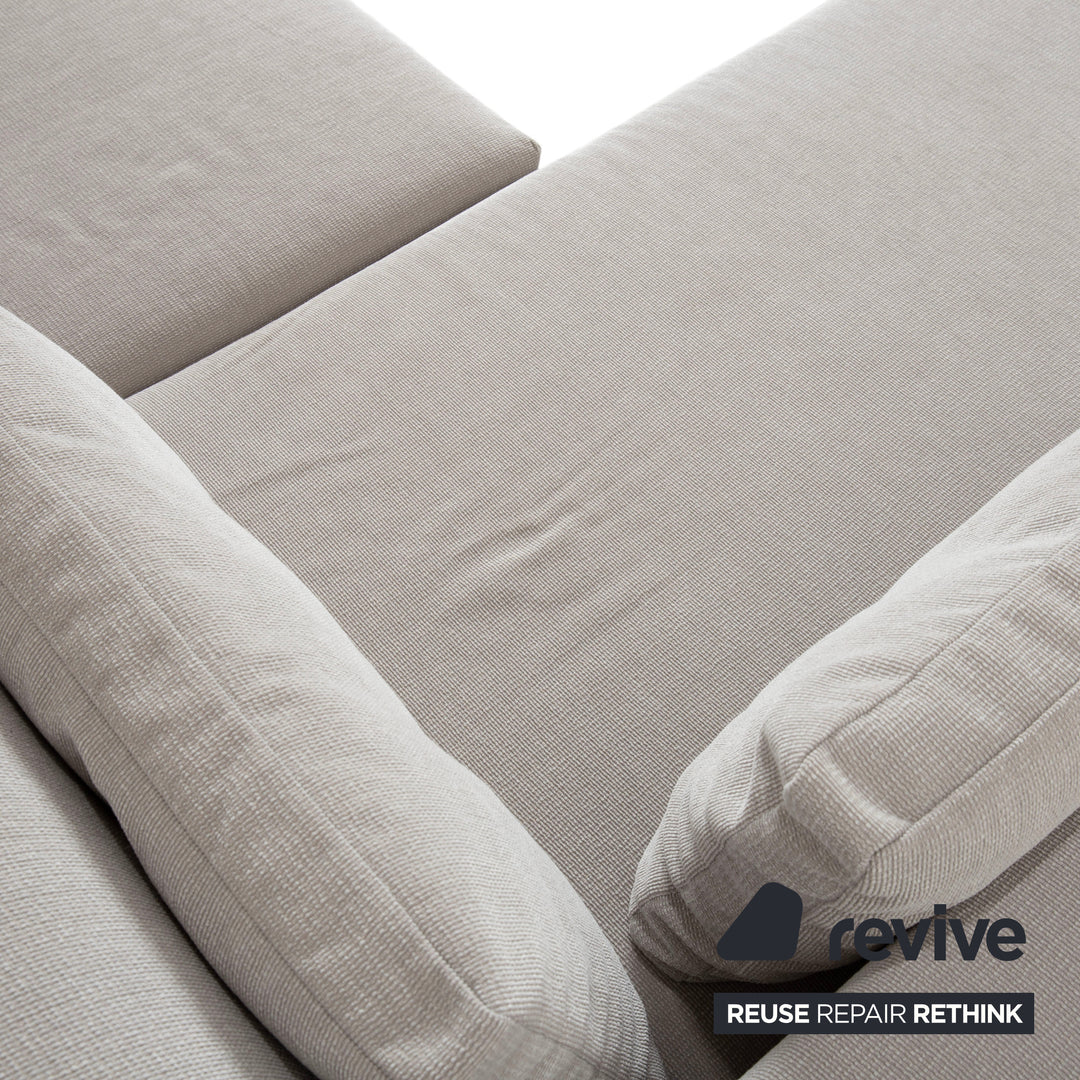 Canapé d'angle en tissu Brühl Moule, gris, gris clair, blanc, canapé à mécanisme manuel