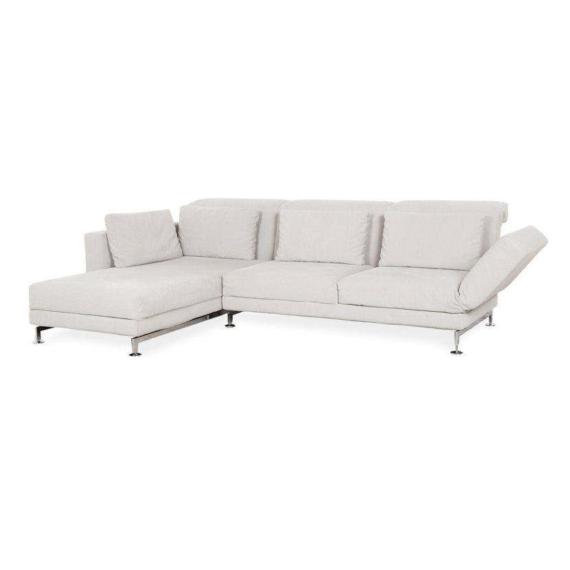 Brühl Moule fabric corner sofa, grey, light grey, white, manual function sofa couch