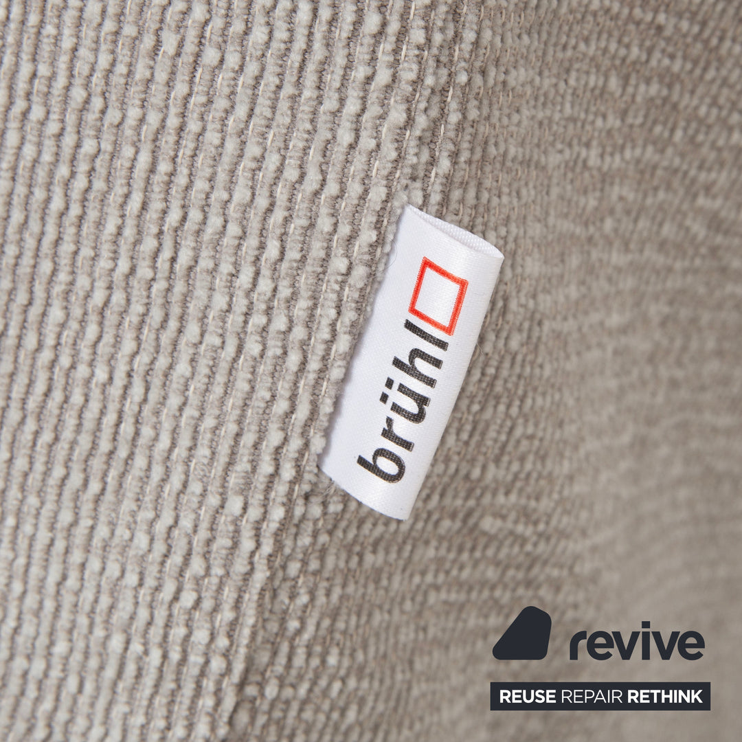 Canapé d'angle en tissu Brühl Moule, gris, gris clair, blanc, canapé à mécanisme manuel