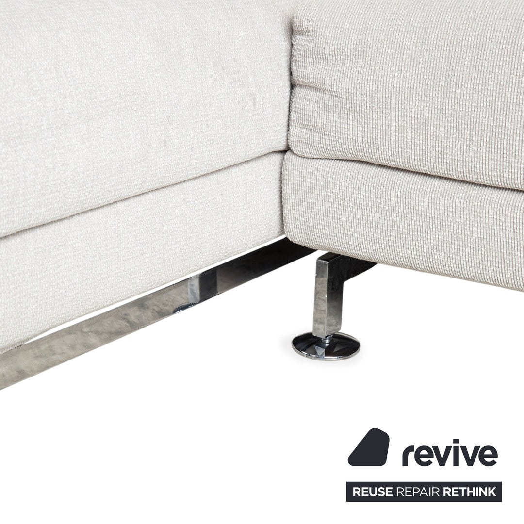 Canapé d'angle en tissu Brühl Moule, gris, gris clair, blanc, canapé à mécanisme manuel