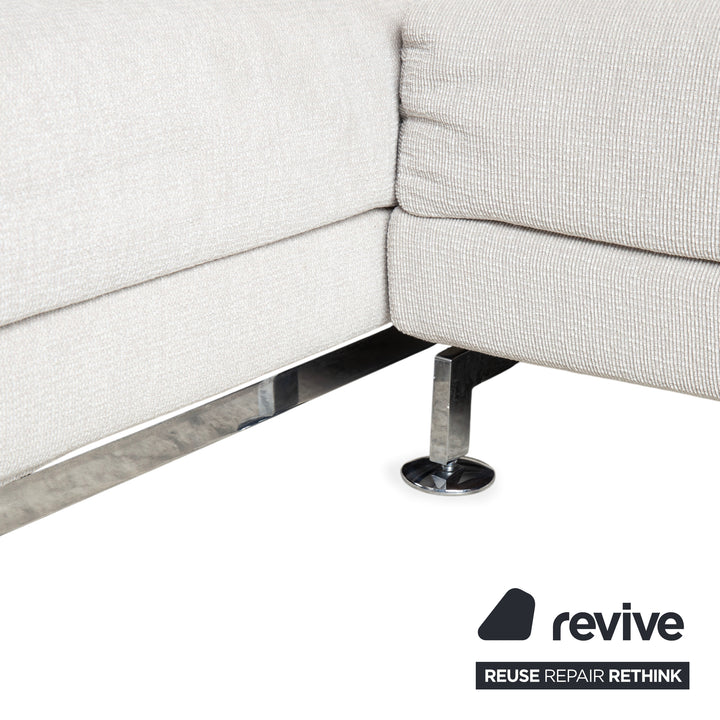 Canapé d'angle en tissu Brühl Moule, gris, gris clair, blanc, canapé à mécanisme manuel