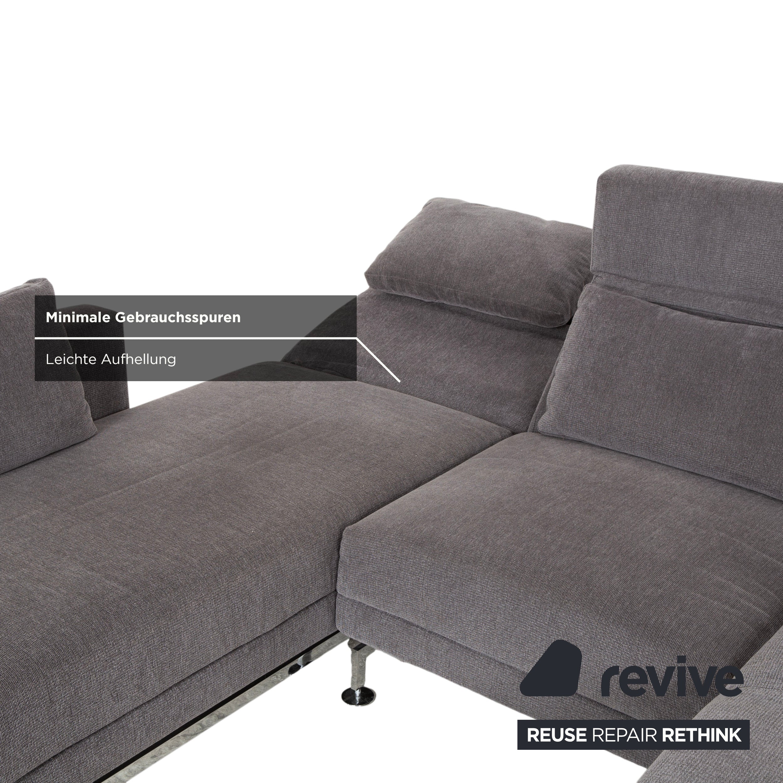 Brühl Moule Stoff Ecksofa Grau Sofa Couch manuelle Funktion