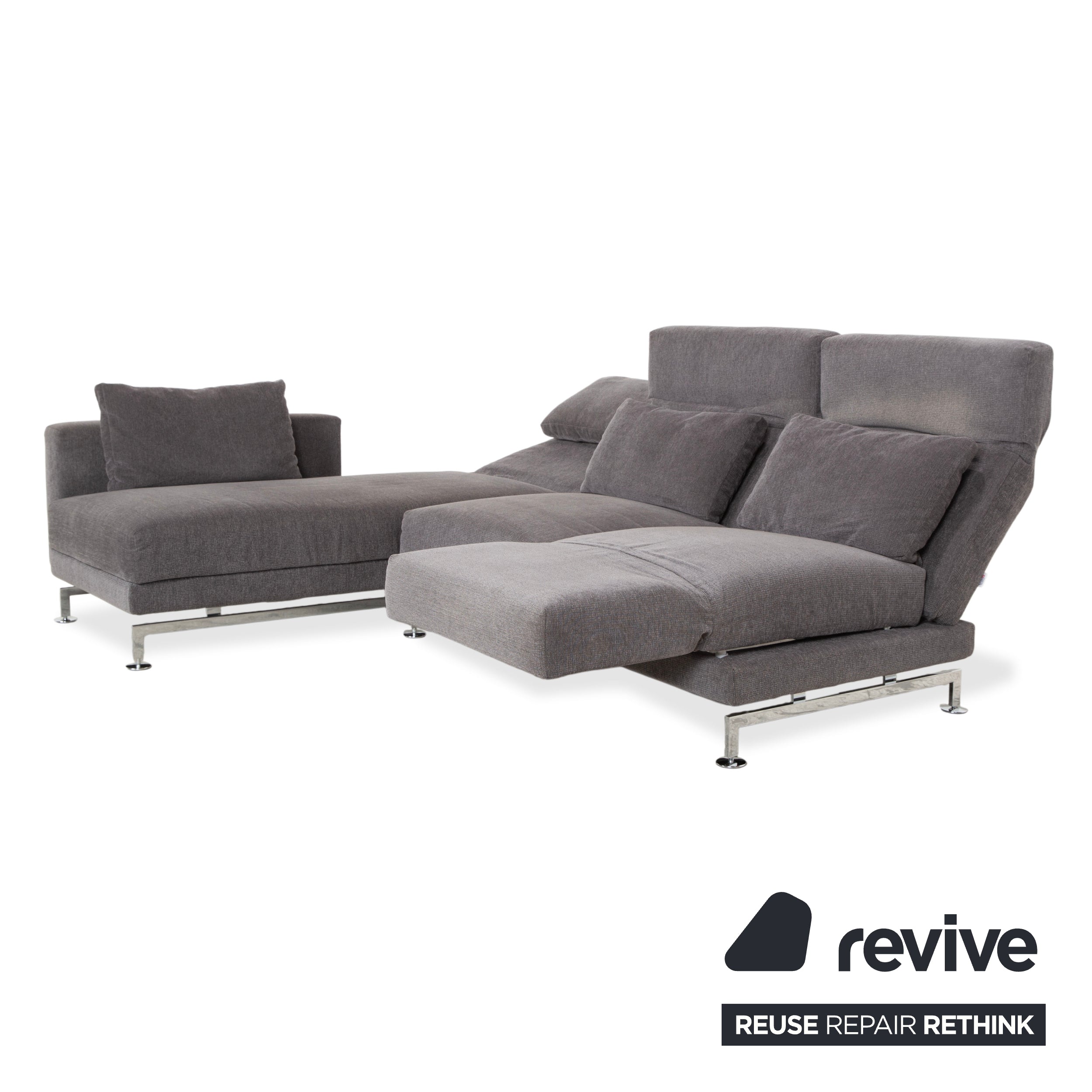 Brühl Moule Stoff Ecksofa Grau Sofa Couch manuelle Funktion
