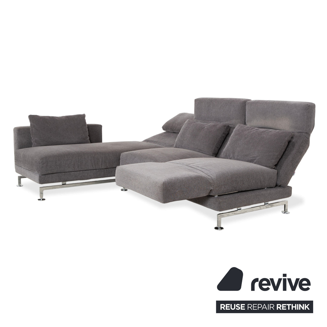 Brühl Moule fabric corner sofa grey sofa couch manual function