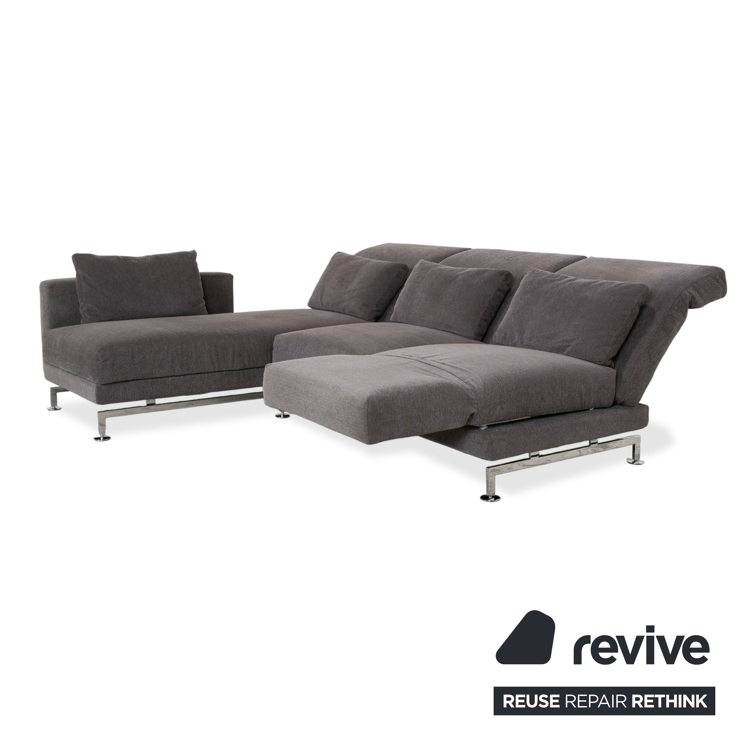 Brühl Moule Stoff Ecksofa Grau Sofa Couch manuelle Funktion
