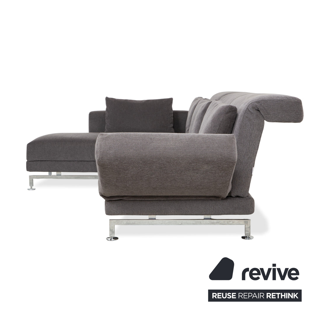 Brühl Moule fabric corner sofa grey sofa couch manual function