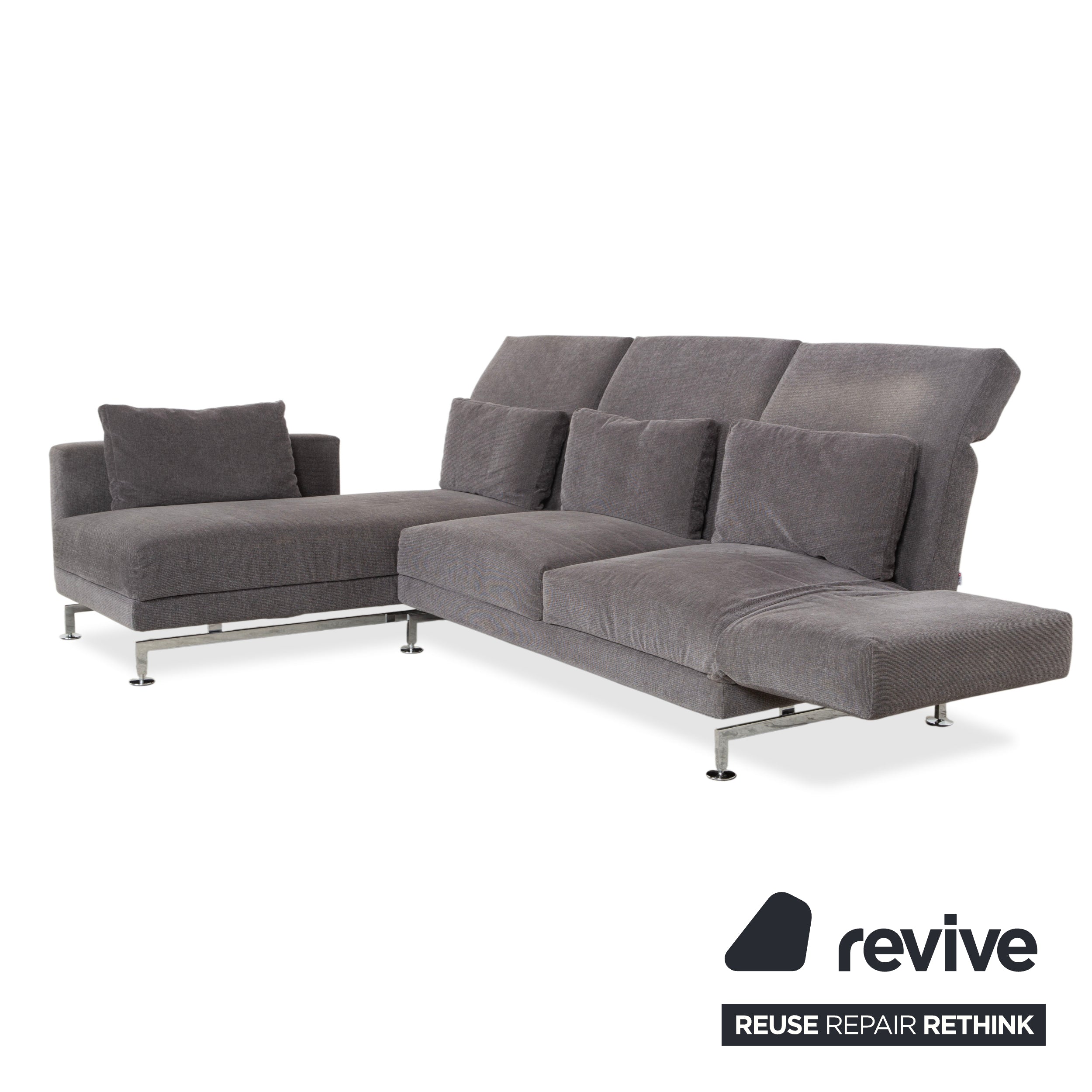 Brühl Moule Stoff Ecksofa Grau Sofa Couch manuelle Funktion