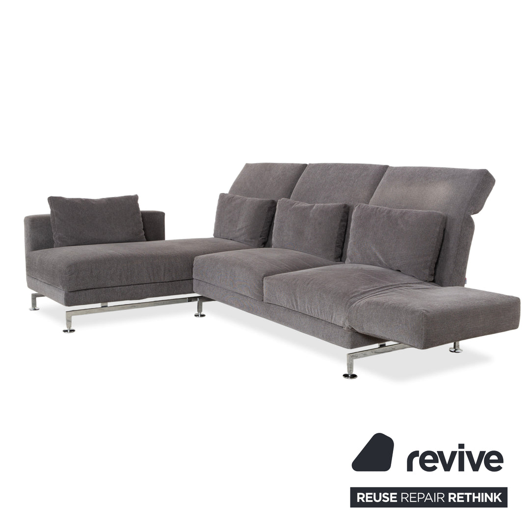 Brühl Moule fabric corner sofa grey sofa couch manual function