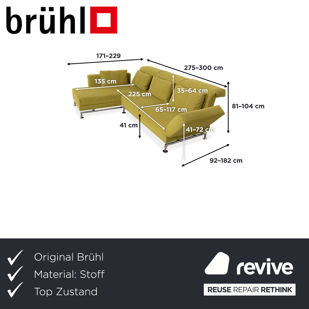 Brühl Moule Stoff Ecksofa Grün Gelb Sofa Couch manuelle Funktion