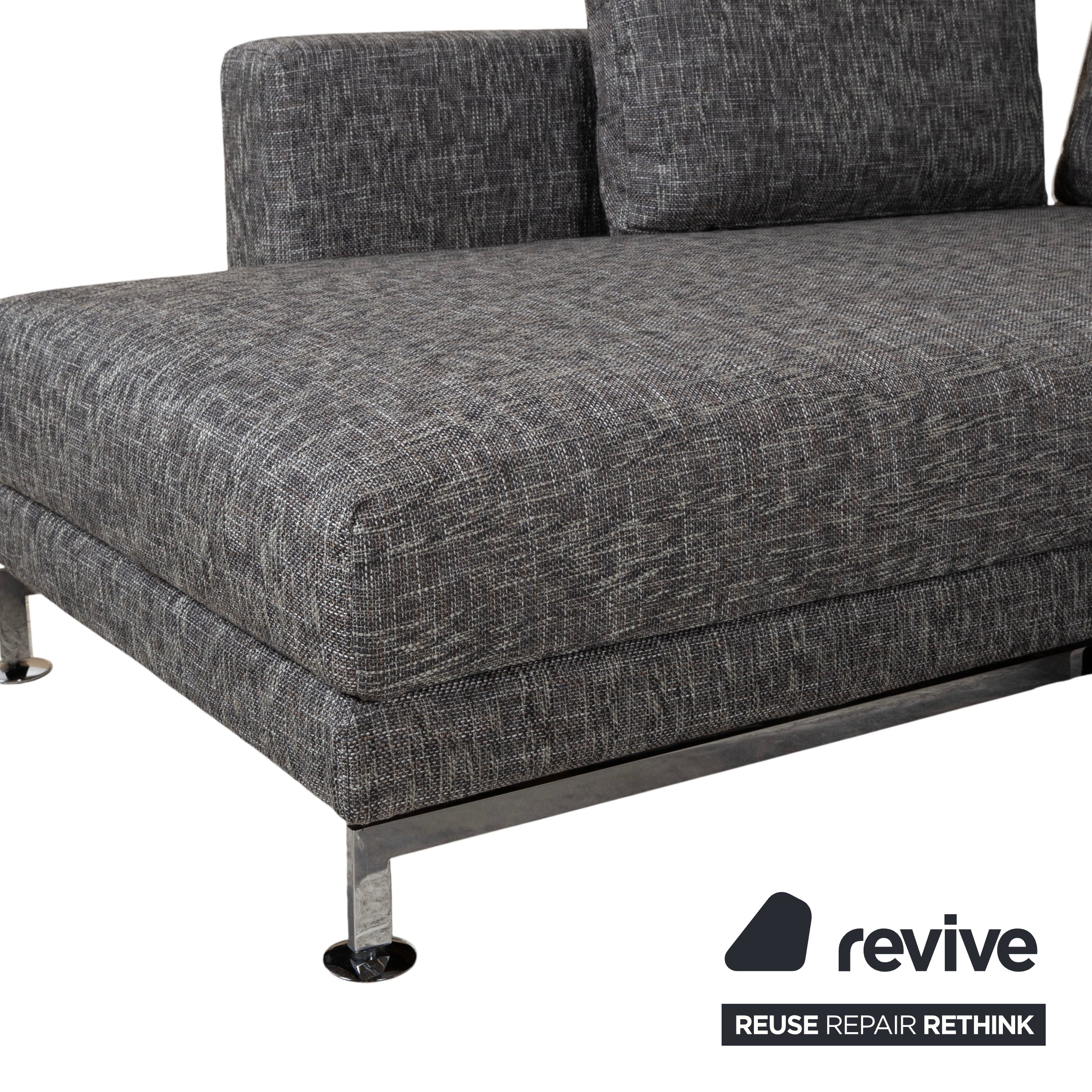 Brühl Moule Fabric Corner Sofa Grey Couch Manual Function Left Chaise Longue Reupholstered JAB1040