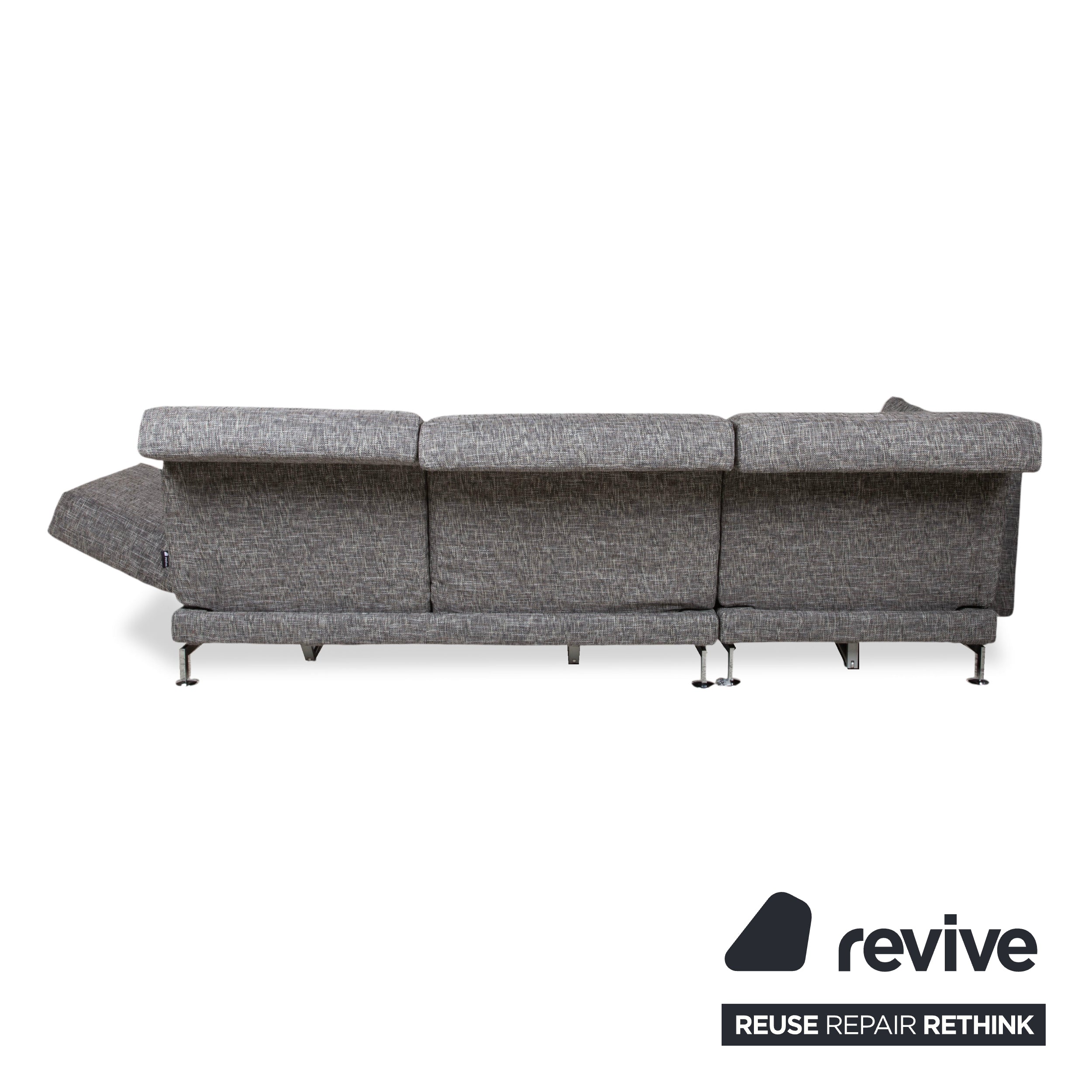 Brühl Moule Canapé d'angle en tissu gris avec fonction manuelle, récamière à gauche, retapissé JAB1040