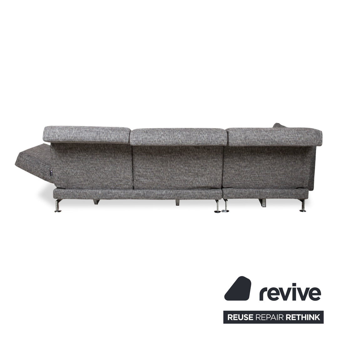 Brühl Moule Canapé d'angle en tissu gris avec fonction manuelle, récamière à gauche, retapissé JAB1040
