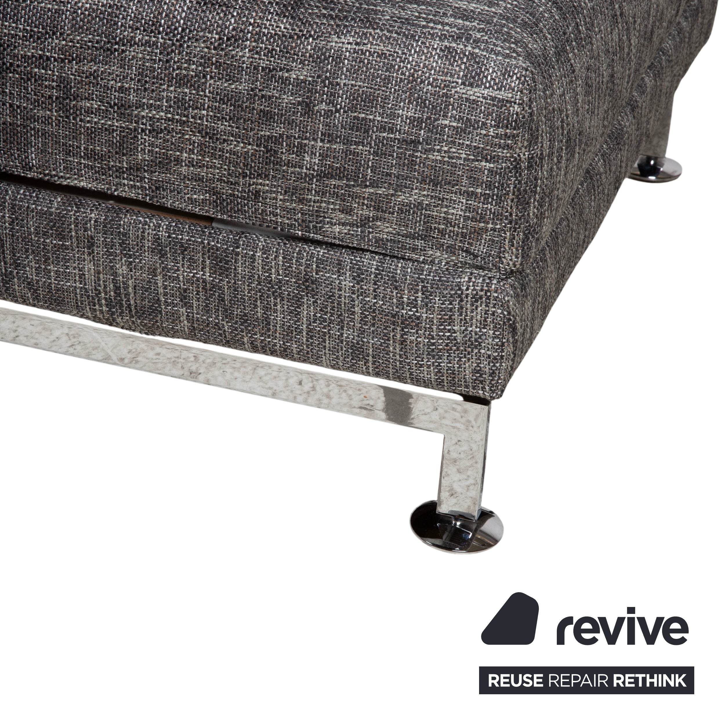 Brühl Moule Fabric Corner Sofa Grey Couch Manual Function Left Chaise Longue Reupholstered JAB1040