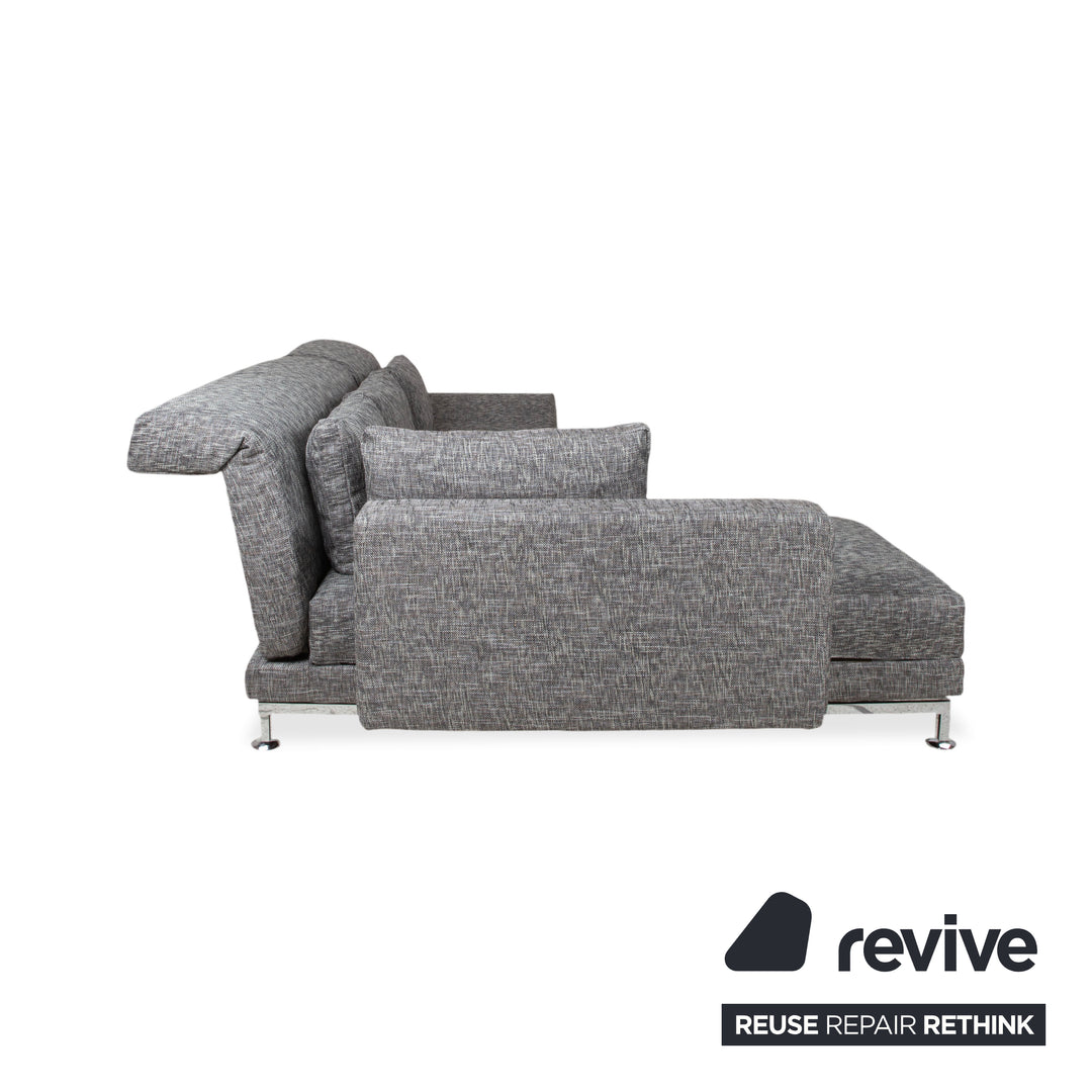 Brühl Moule Canapé d'angle en tissu gris avec fonction manuelle, récamière à gauche, retapissé JAB1040