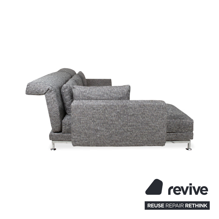 Brühl Moule Canapé d'angle en tissu gris avec fonction manuelle, récamière à gauche, retapissé JAB1040
