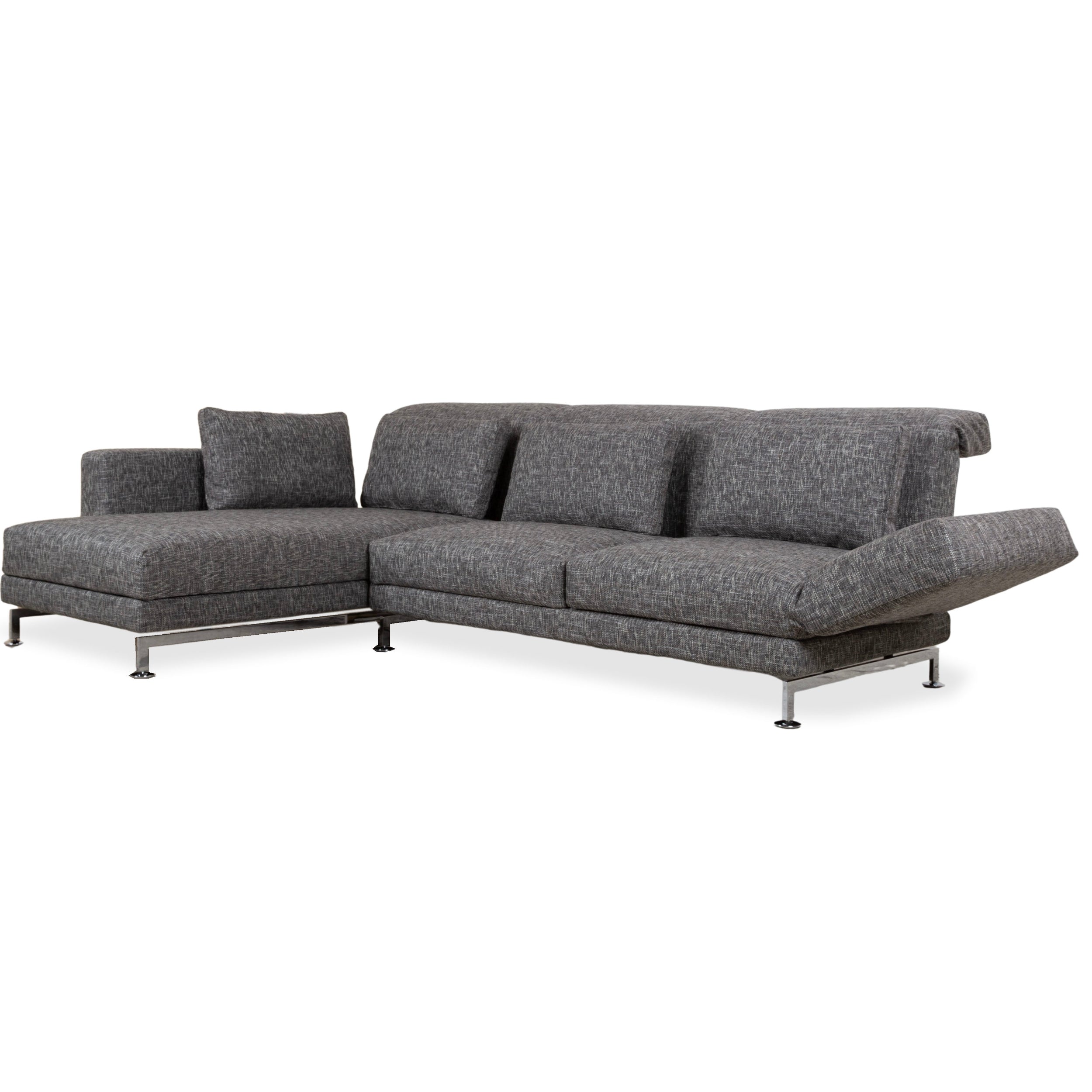 Brühl Moule Canapé d'angle en tissu gris avec fonction manuelle, récamière à gauche, retapissé JAB1040