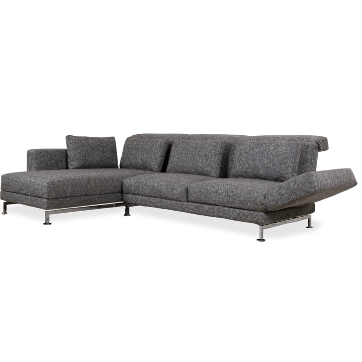 Brühl Moule Canapé d'angle en tissu gris avec fonction manuelle, récamière à gauche, retapissé JAB1040