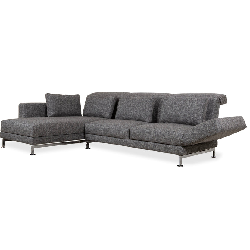 Brühl Moule Canapé d'angle en tissu gris avec fonction manuelle, récamière à gauche, retapissé JAB1040