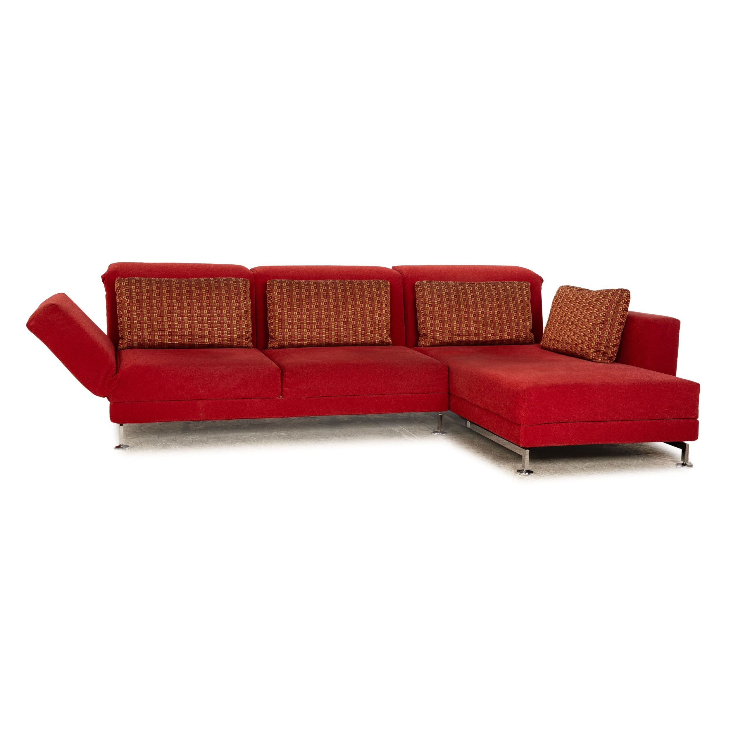 Brühl Moule fabric corner sofa red chaise longue right manual function relaxation function sofa couch