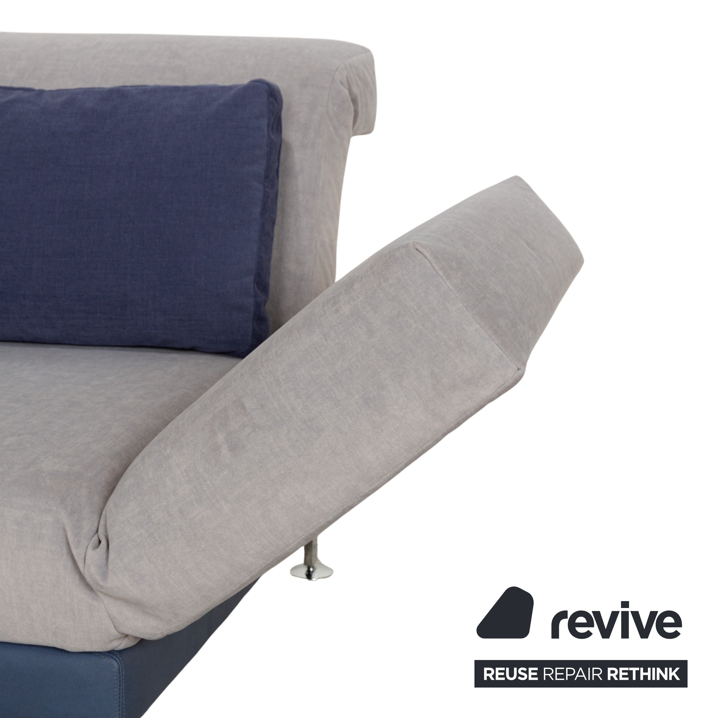 Brühl Moule Stoff Ecksofa Sofa Couch Grau Récamiere Links manuelle Funktion Liegefunktion Neubezug