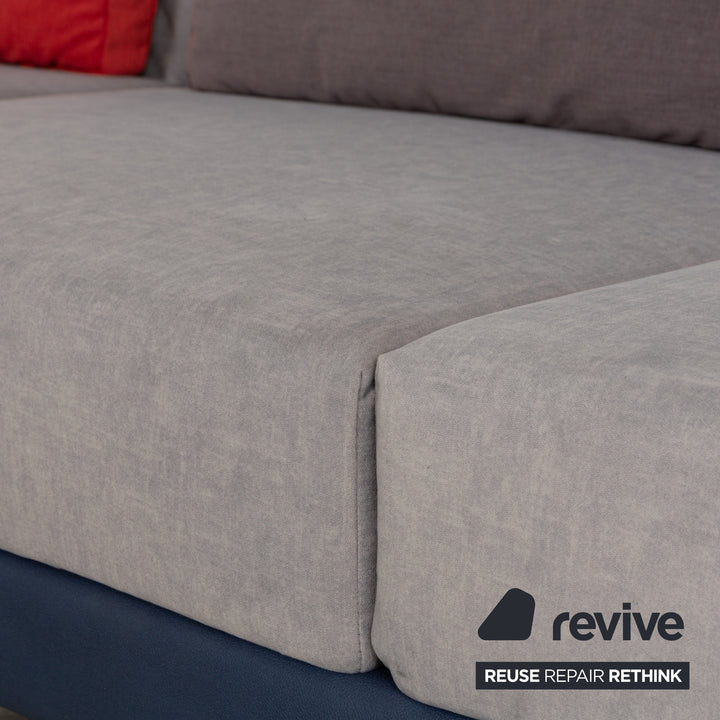 Brühl Moule Stoff Ecksofa Sofa Couch Grau Récamiere Links manuelle Funktion Liegefunktion Neubezug