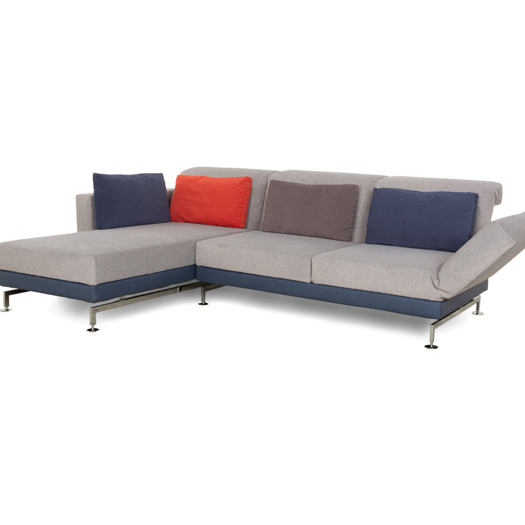 Brühl Moule Stoff Ecksofa Sofa Couch Grau Récamiere Links manuelle Funktion Liegefunktion Neubezug