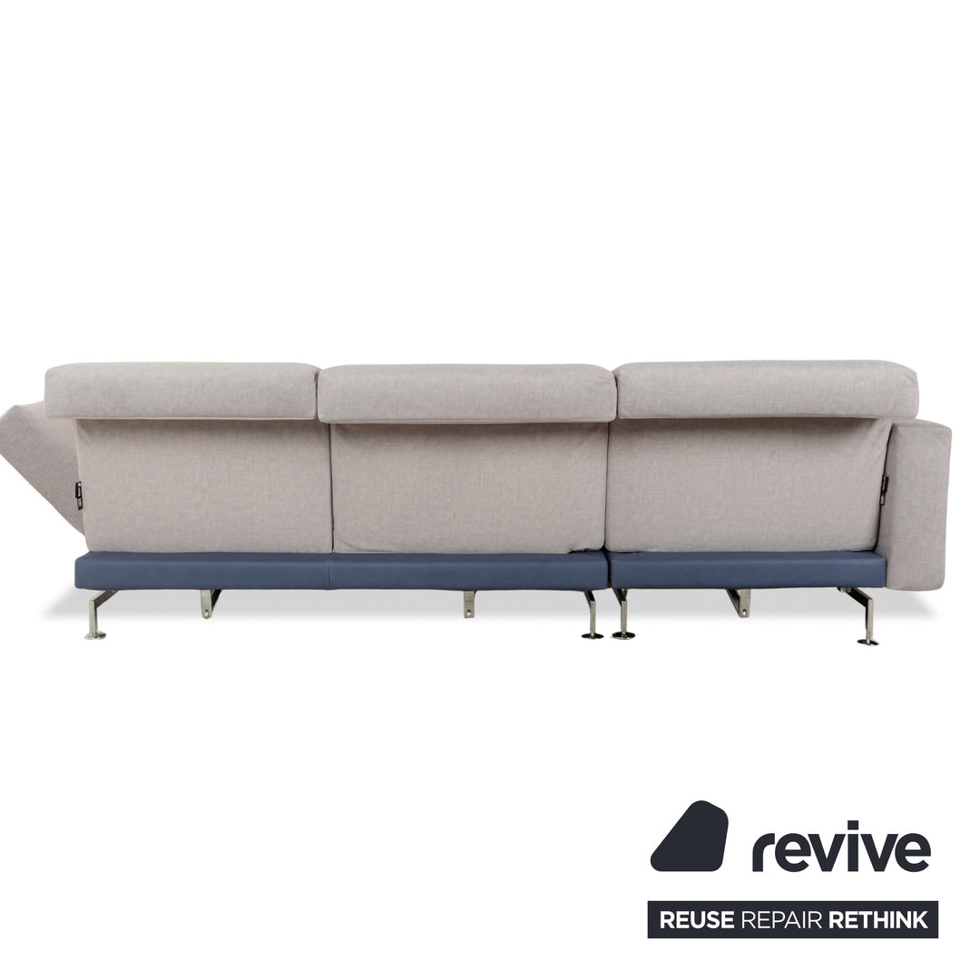 Brühl Moule Stoff Ecksofa Sofa Couch Grau Récamiere Links manuelle Funktion Liegefunktion Neubezug