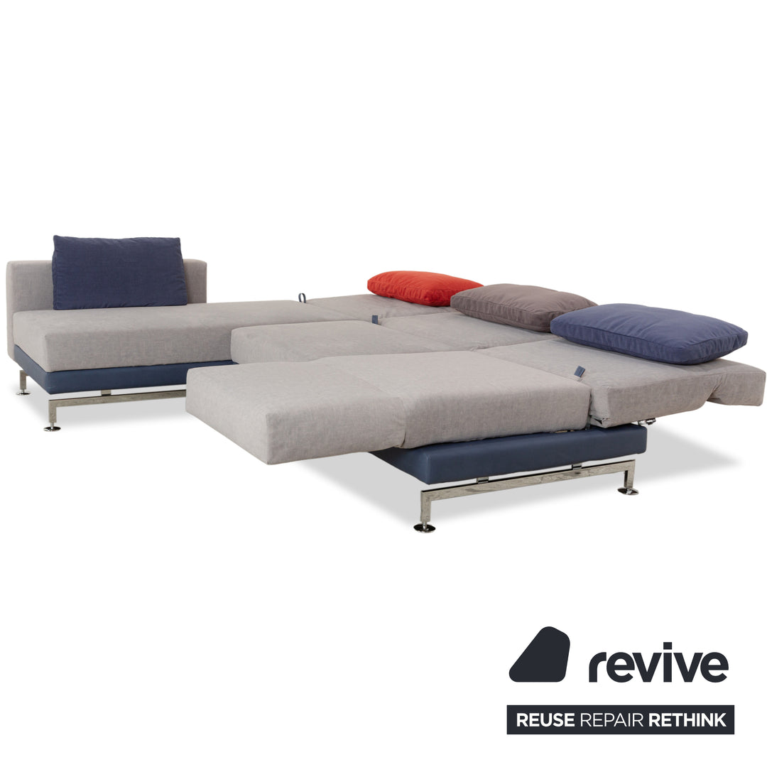 Brühl Moule Stoff Ecksofa Sofa Couch Grau Récamiere Links manuelle Funktion Liegefunktion Neubezug