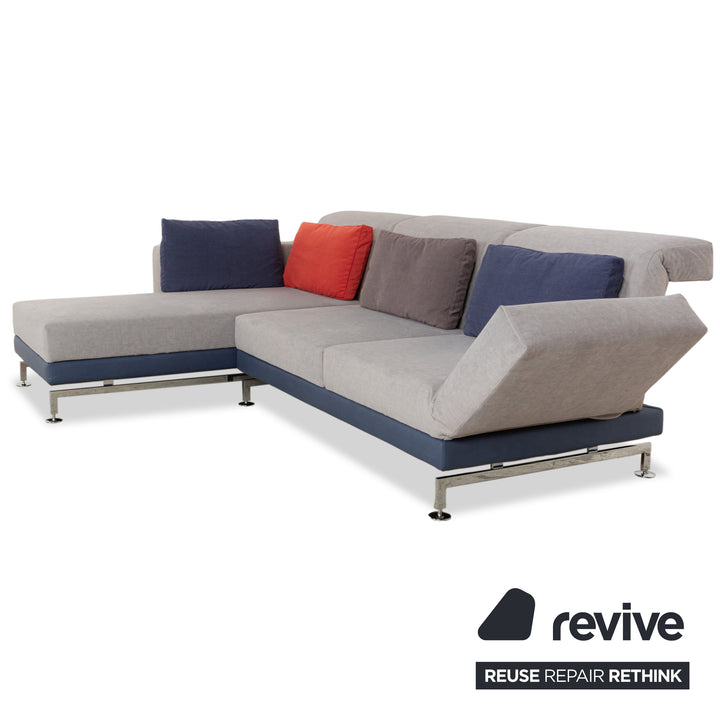 Brühl Moule Stoff Ecksofa Sofa Couch Grau Récamiere Links manuelle Funktion Liegefunktion Neubezug