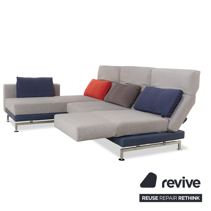 Brühl Moule Stoff Ecksofa Sofa Couch Grau Récamiere Links manuelle Funktion Liegefunktion Neubezug
