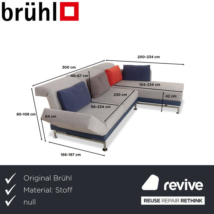 Brühl Moule Canapé d'angle en tissu gris Méridienne droite fonction manuelle fonction couchage nouveau revêtement