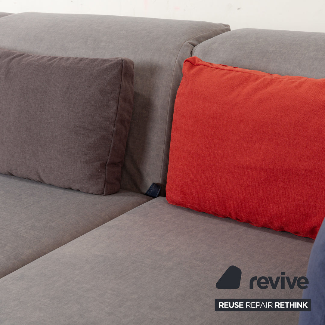 Brühl Moule Canapé d'angle en tissu gris Méridienne droite fonction manuelle fonction couchage nouveau revêtement