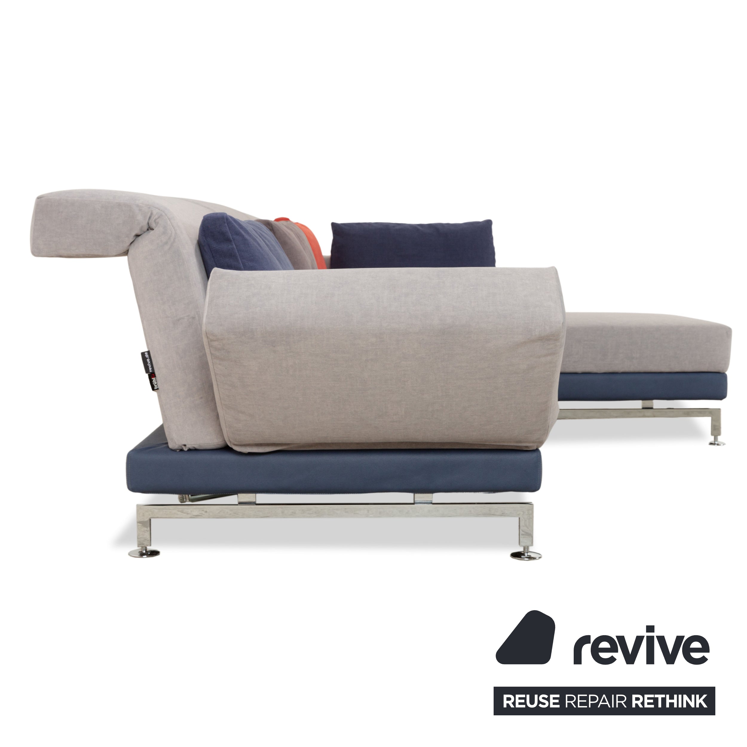 Brühl Moule Canapé d'angle en tissu gris Méridienne droite fonction manuelle fonction couchage nouveau revêtement