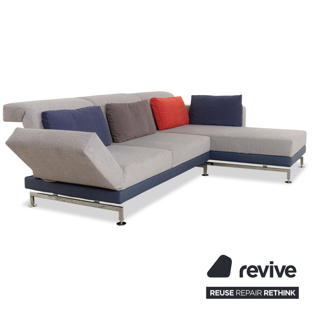 Brühl Moule Canapé d'angle en tissu gris Méridienne droite fonction manuelle fonction couchage nouveau revêtement
