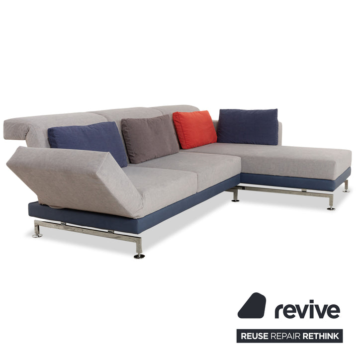 Brühl Moule Canapé d'angle en tissu gris Méridienne droite fonction manuelle fonction couchage nouveau revêtement