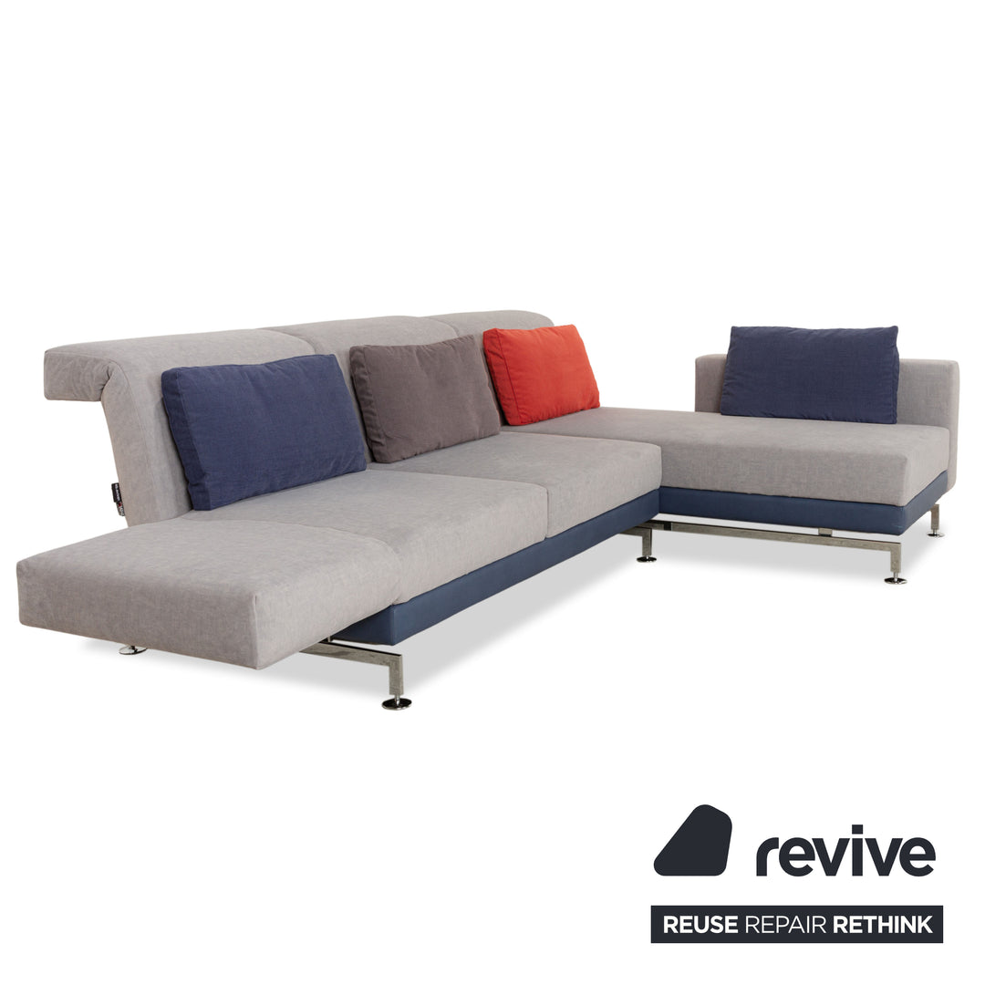 Brühl Moule Canapé d'angle en tissu gris Méridienne droite fonction manuelle fonction couchage nouveau revêtement