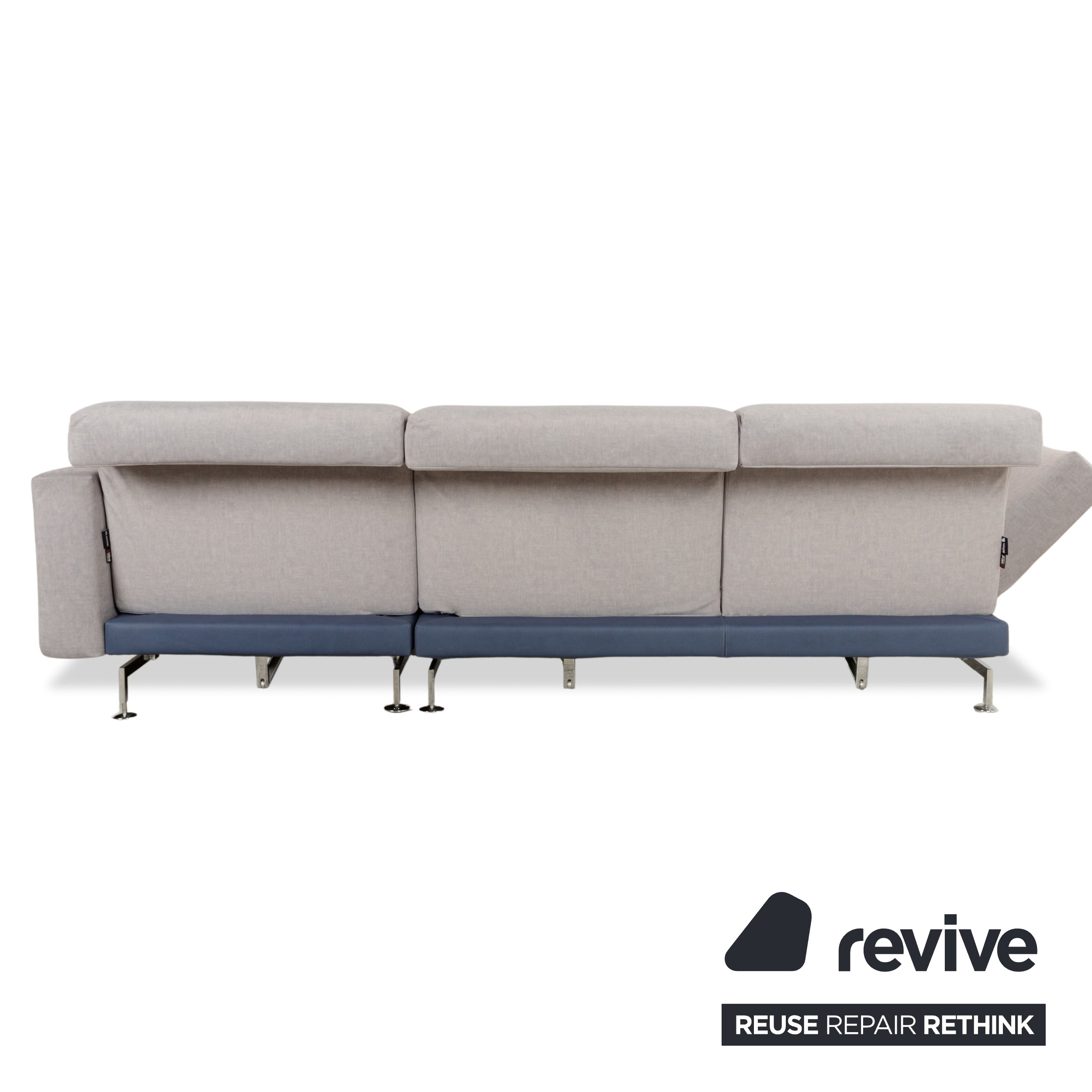Brühl Moule Canapé d'angle en tissu gris Méridienne droite fonction manuelle fonction couchage nouveau revêtement