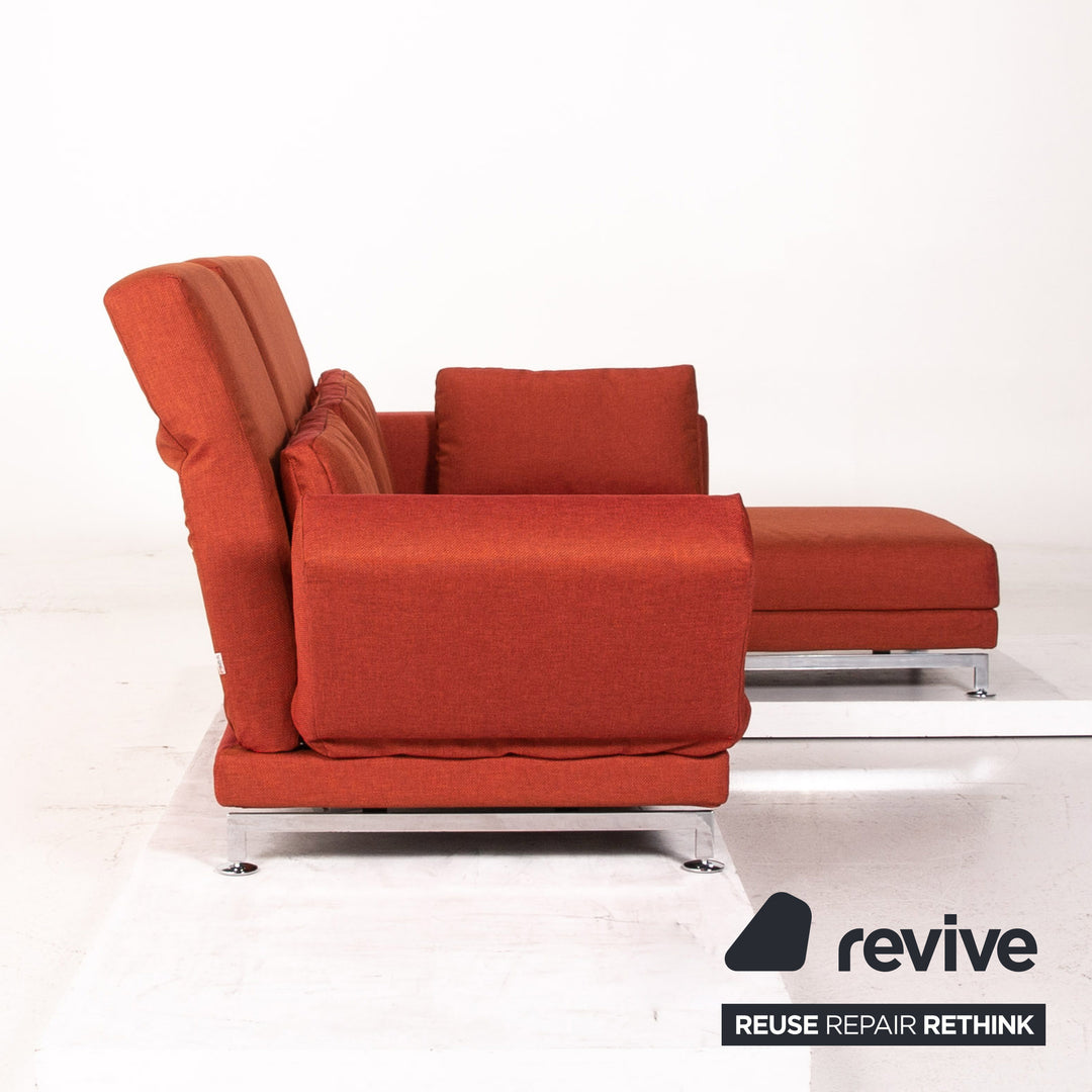 Brühl Moule fabric corner sofa terracotta red relaxation function couch #14590