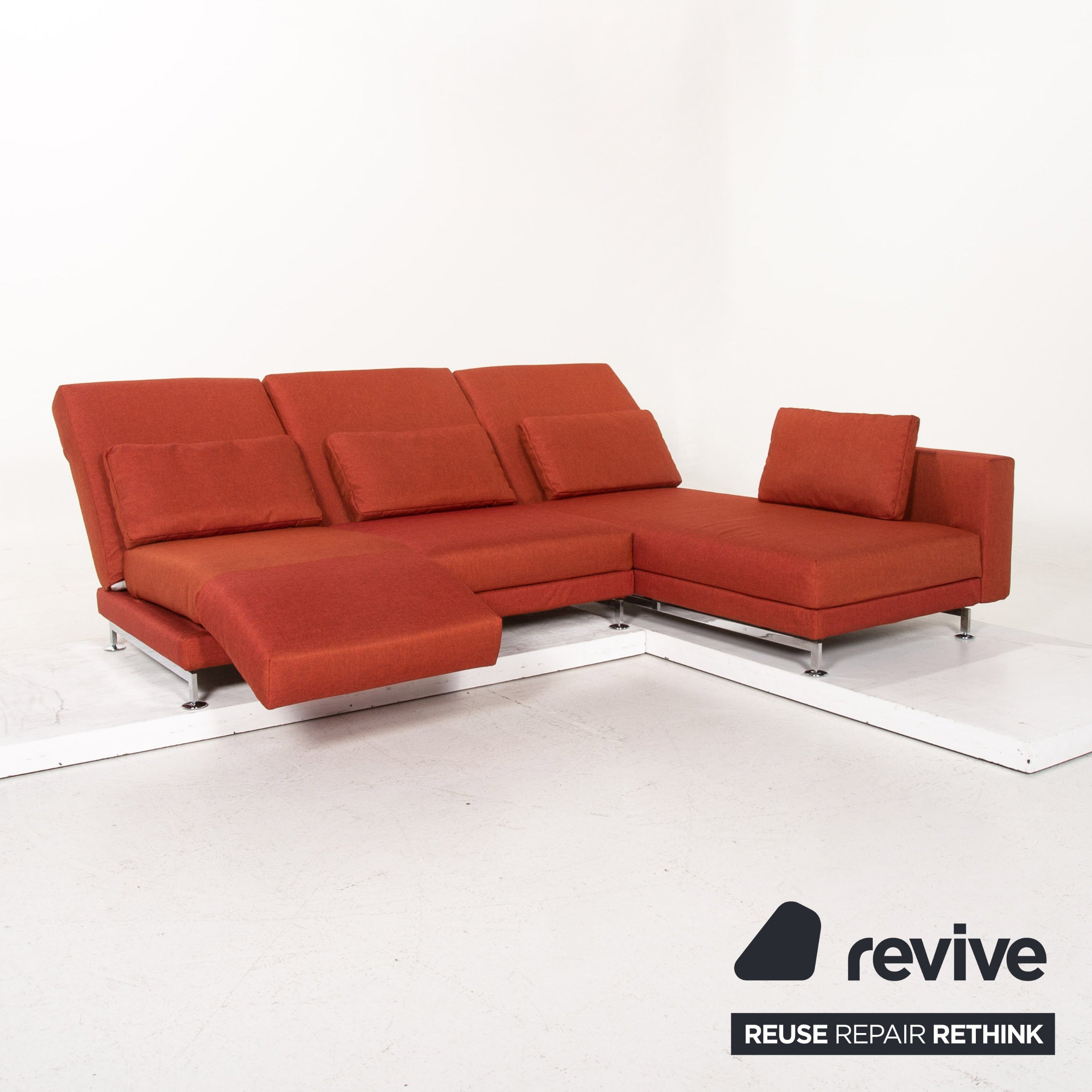 Brühl Moule Stoff Ecksofa Terrakotta Rot Relaxfunktion Funktion Couch #14590