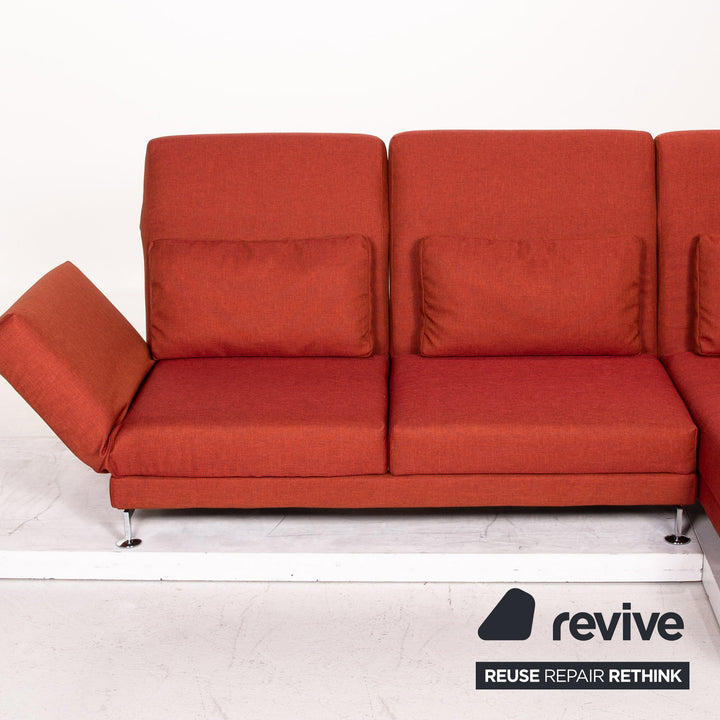 Brühl Moule fabric corner sofa terracotta red relaxation function couch #14590