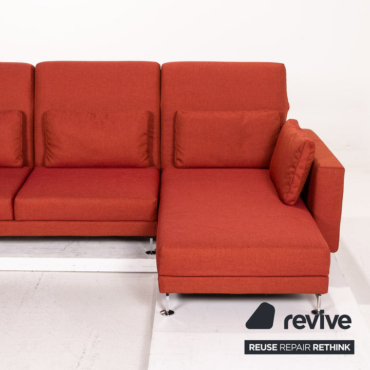 Brühl Moule fabric corner sofa terracotta red relaxation function couch #14590