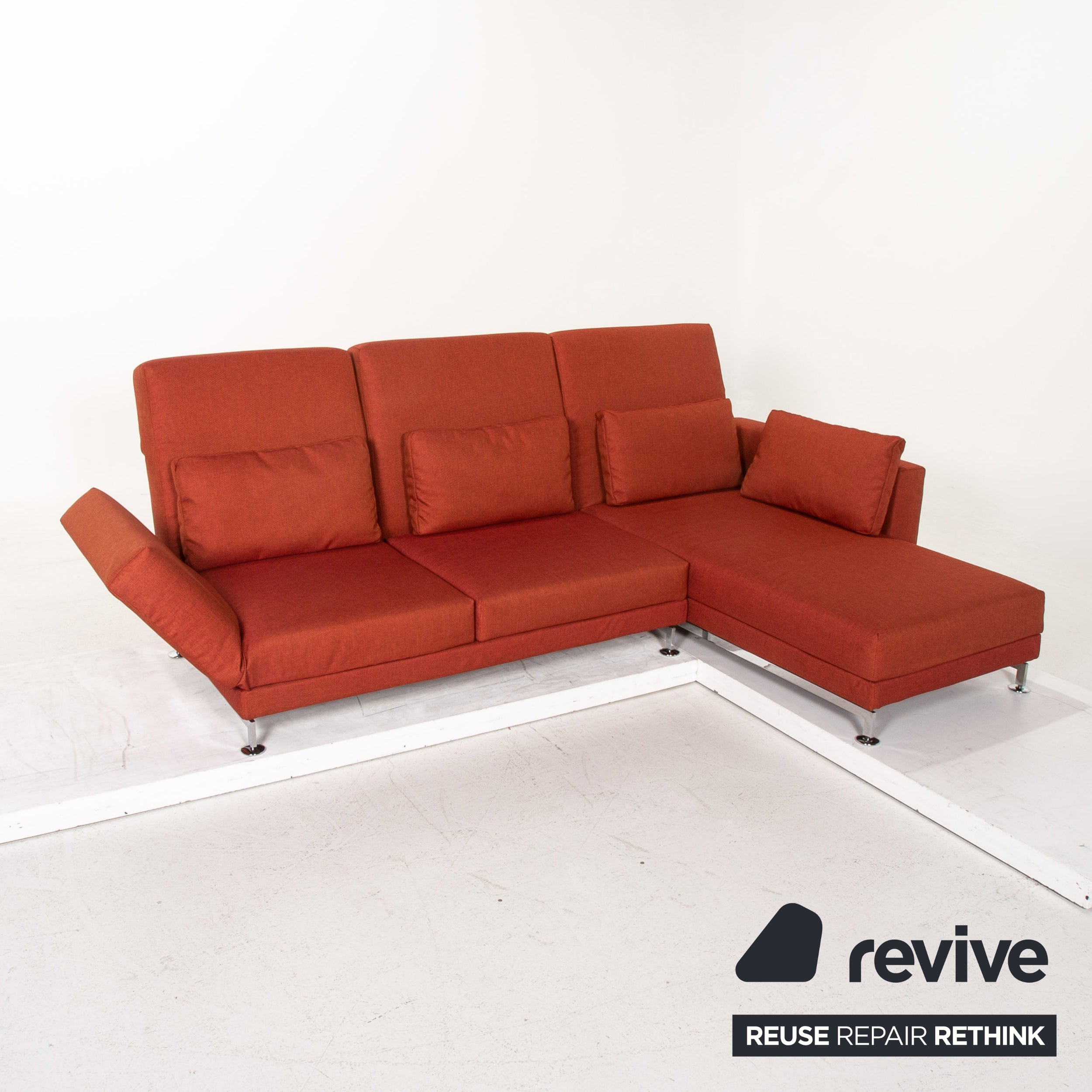 Brühl Moule Stoff Ecksofa Terrakotta Rot Relaxfunktion Funktion Couch #14590
