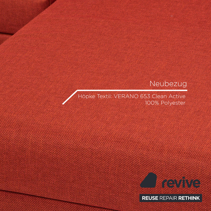 Brühl Moule fabric corner sofa terracotta red relaxation function couch #14590
